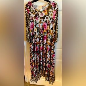 SOLD-Zadie b’s floral and leopard Mia dress. Size Xl. 44B and 43L. Xposted